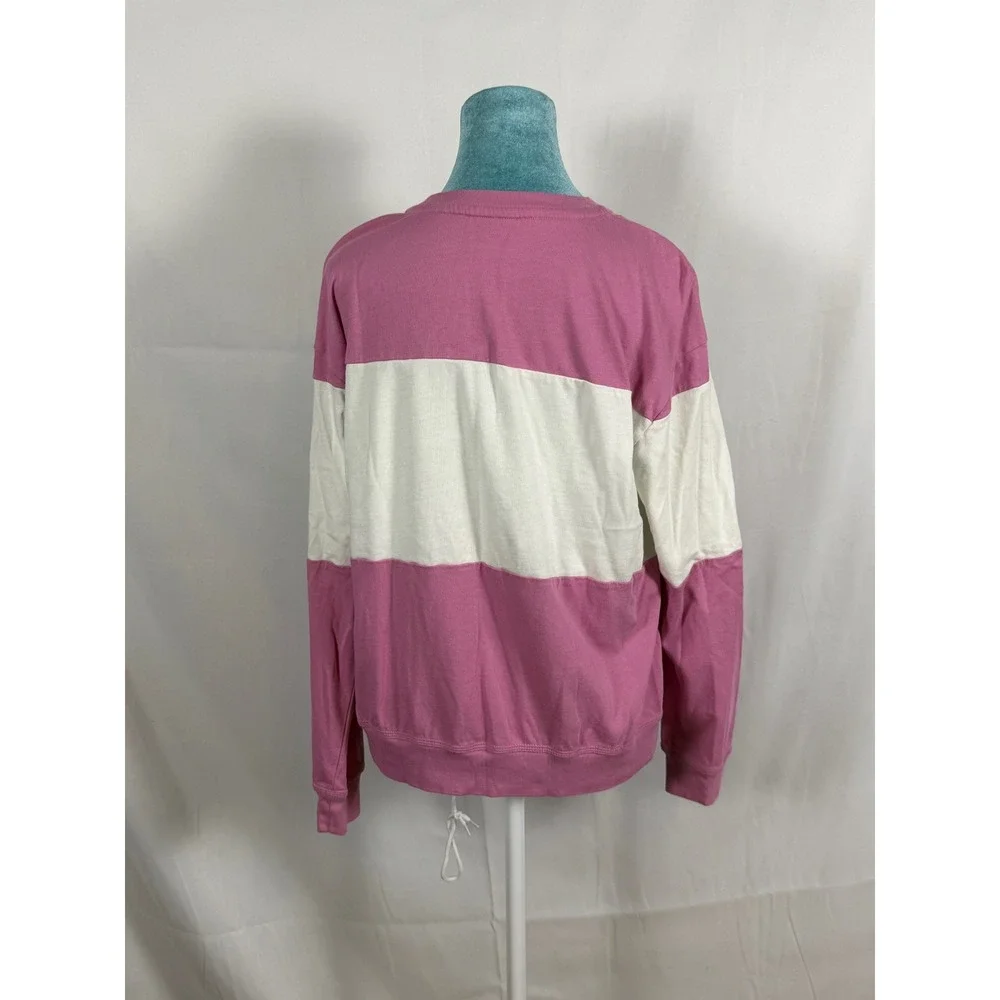 Nike Womens Pink White‎ Colorblock Script Logo Crewneck Sweatshirt Medium
